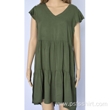 Women V Neck Ptchwork Dress